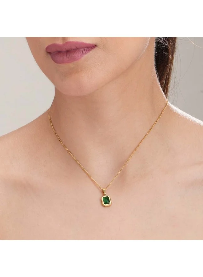 Palmonas  PALMONAS 18k Gold Tone Plated Everyday Exquisite Green Stone Necklace for Women for Women | Best Price UAE
