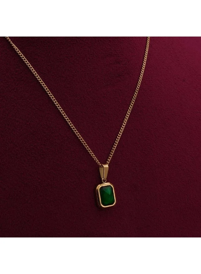 Palmonas  PALMONAS 18k Gold Tone Plated Everyday Exquisite Green Stone Necklace for Women for Women | Best Price UAE
