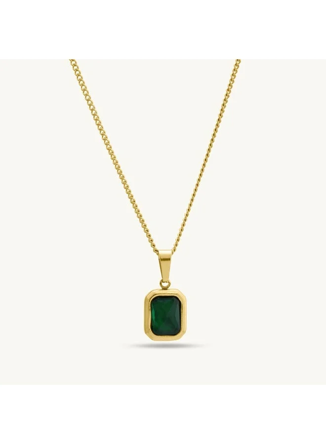 بالموناس PALMONAS 18k Gold Tone Plated Everyday Exquisite Green Stone Necklace for Women