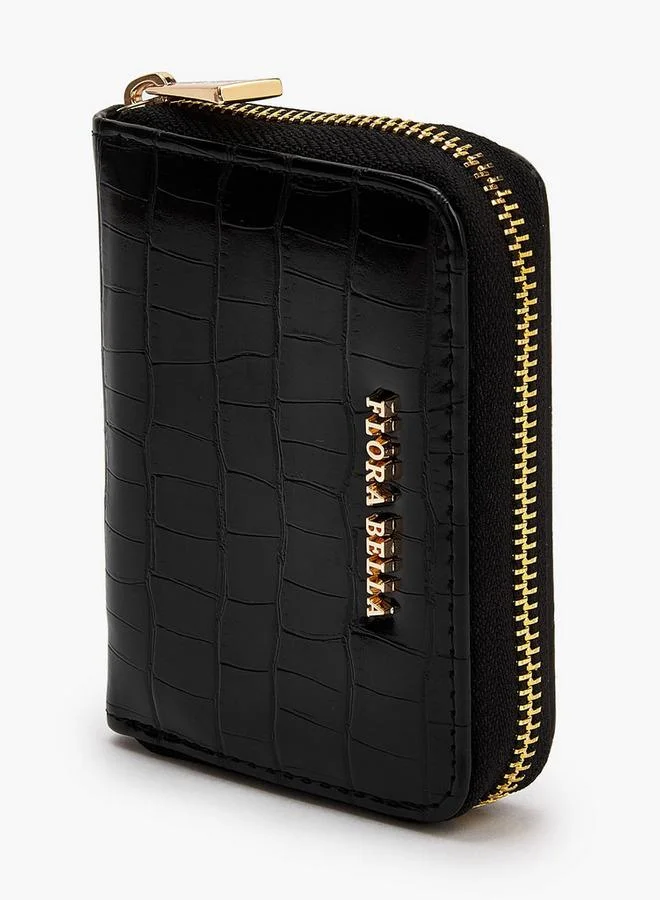 Flora Bella By Shoexpress BLACK Flora Bella Textured Zip-Around Wallet for Women | Best Price UAE