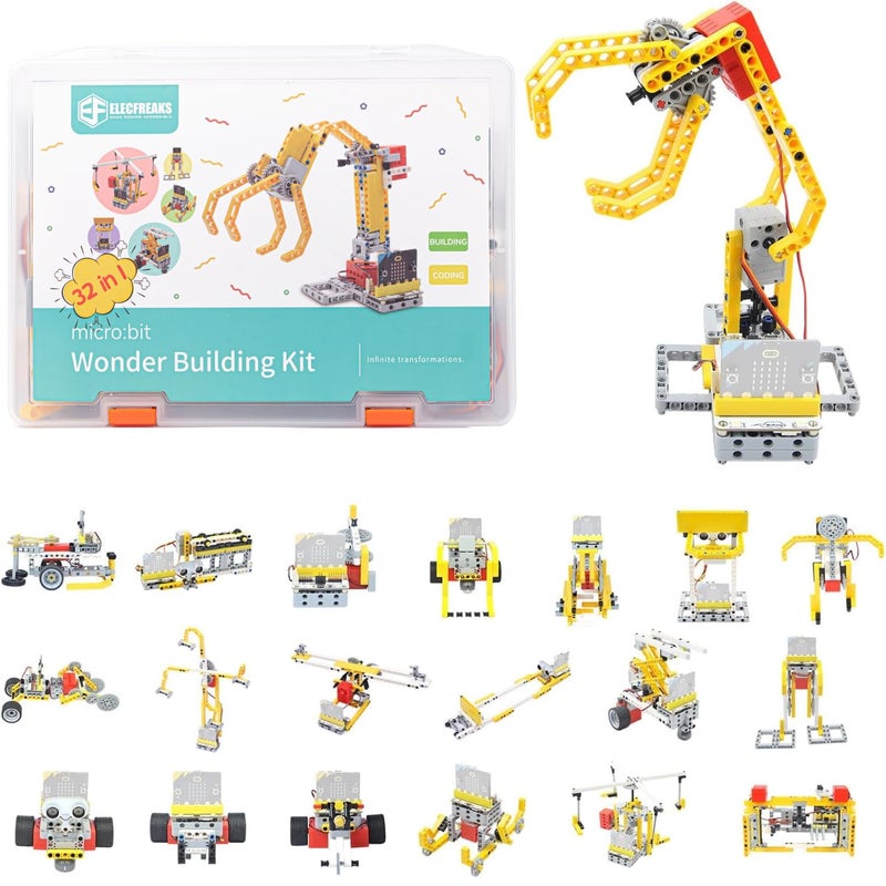 EF ELECFREAKS ELECFREAKS microbit 32 in 1 Wonder Building Bricks Coding Kit, Programmable STEM Educational Learning Kit with Sensors/Wukong Expansion Board(Without Micro:bit) - Image 1