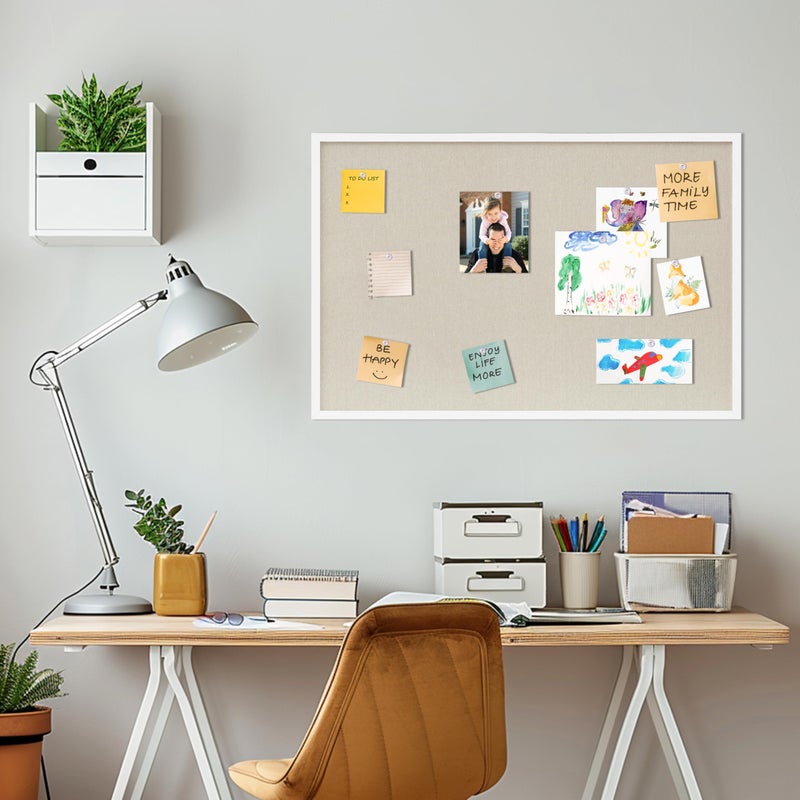 DAHAPYBOO Cork Board with Linen White,Bulletin Board 36"x24" Hanging Corkboards for Office Home School Message Board or Vision Board Decoration. - Image 5
