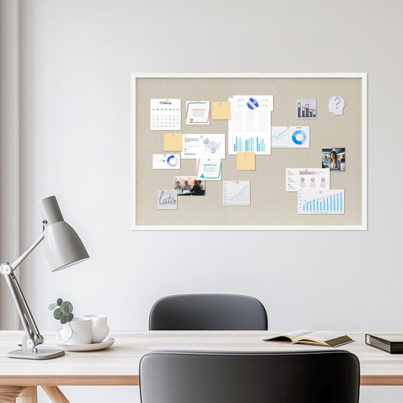 DAHAPYBOO Cork Board with Linen White,Bulletin Board 36"x24" Hanging Corkboards for Office Home School Message Board or Vision Board Decoration. - Image 3