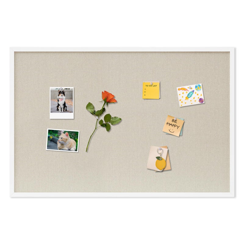 DAHAPYBOO Cork Board with Linen White,Bulletin Board 36"x24" Hanging Corkboards for Office Home School Message Board or Vision Board Decoration. - Image 1
