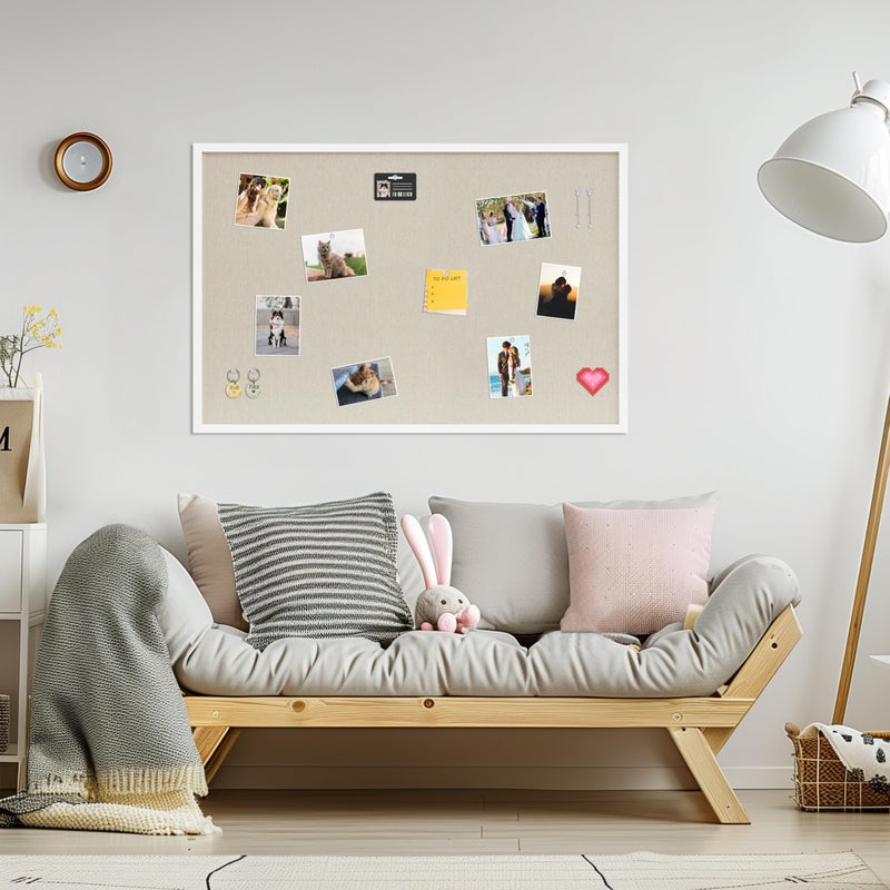 DAHAPYBOO Cork Board with Linen White,Bulletin Board 36"x24" Hanging Corkboards for Office Home School Message Board or Vision Board Decoration. - Image 4