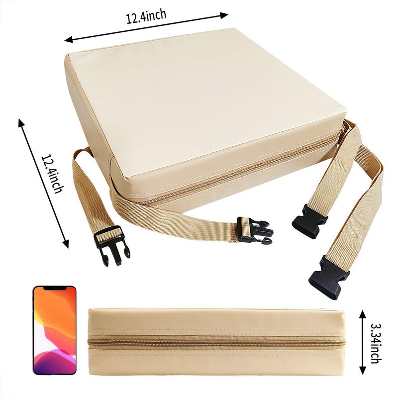 CAVWVTYU Toddler Booster Seat Dining, Washable 2 Straps Safety Buckle Kids Booster Seat for Dining Table, Portable Travel Increasing Cushion (Beige-PU) - Image 4