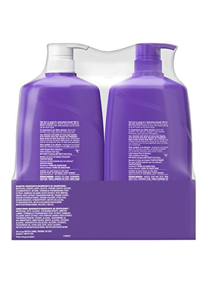 Aussie Miracle Volume With Bamboo & Kakadu Plum, Paraben Free Shampoo & Conditioner, 26.2 Fl Oz Dual Pack, 52.4 Fl Oz (Pack Of 2) - Image 1