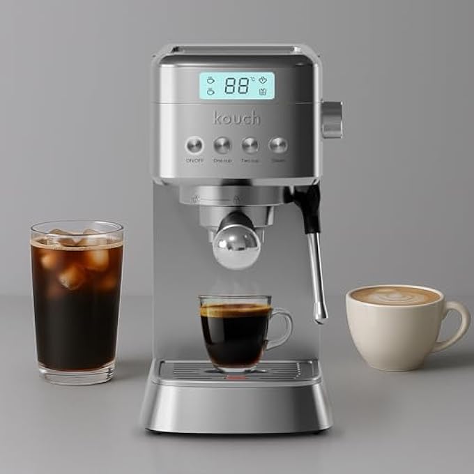 KOUCH Germany Espresso Machine  1350W 19 Bar Ulka Pump 12L Water Tank Professional Portafilter With Single  Double Shot Filters Stainless Steel Tamper  Milk Jug  Kes1982 - Image 3