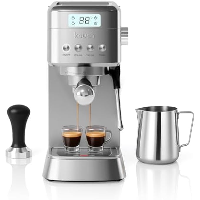 KOUCH Germany Espresso Machine  1350W 19 Bar Ulka Pump 12L Water Tank Professional Portafilter With Single  Double Shot Filters Stainless Steel Tamper  Milk Jug  Kes1982 - Image 1