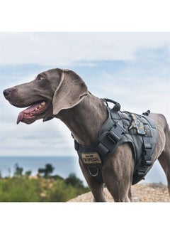 OneTigris Tactical Dog Harness Vest,No-Pull Service Dog Vest with Hook & Loop Panels,Adjustable Dog Vest Harness for Walking Hiking Training(Grey,XXS) 