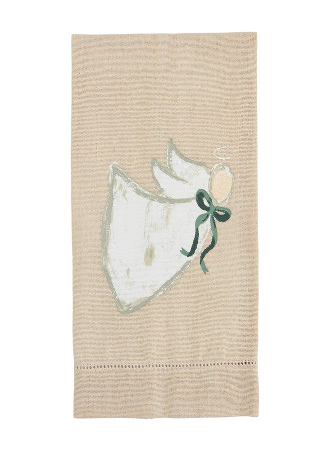 Mud Pie White Christmas Painted Towel, Angel, 21" x 14" - Image 1