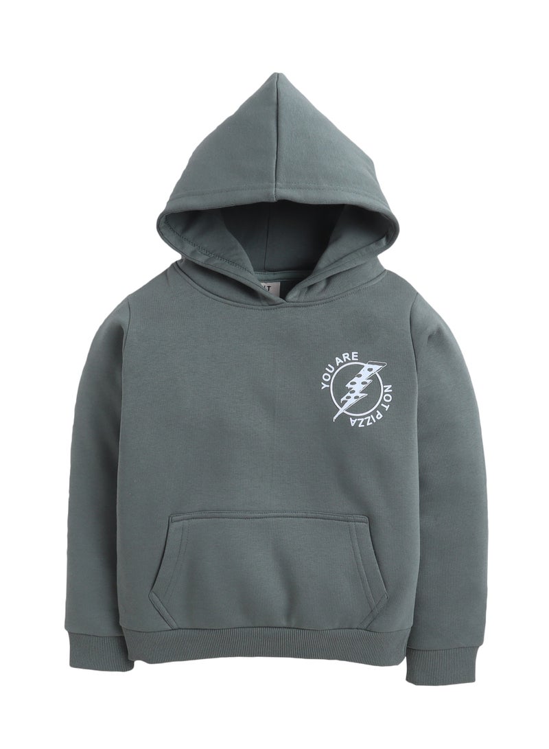 victor and jane Boys' Olive Green Hoodie with “You Can’t Make Everyone Happy” Print - Image 4