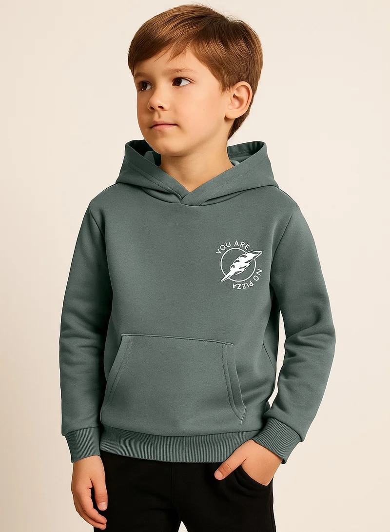 victor and jane Boys' Olive Green Hoodie with “You Can’t Make Everyone Happy” Print