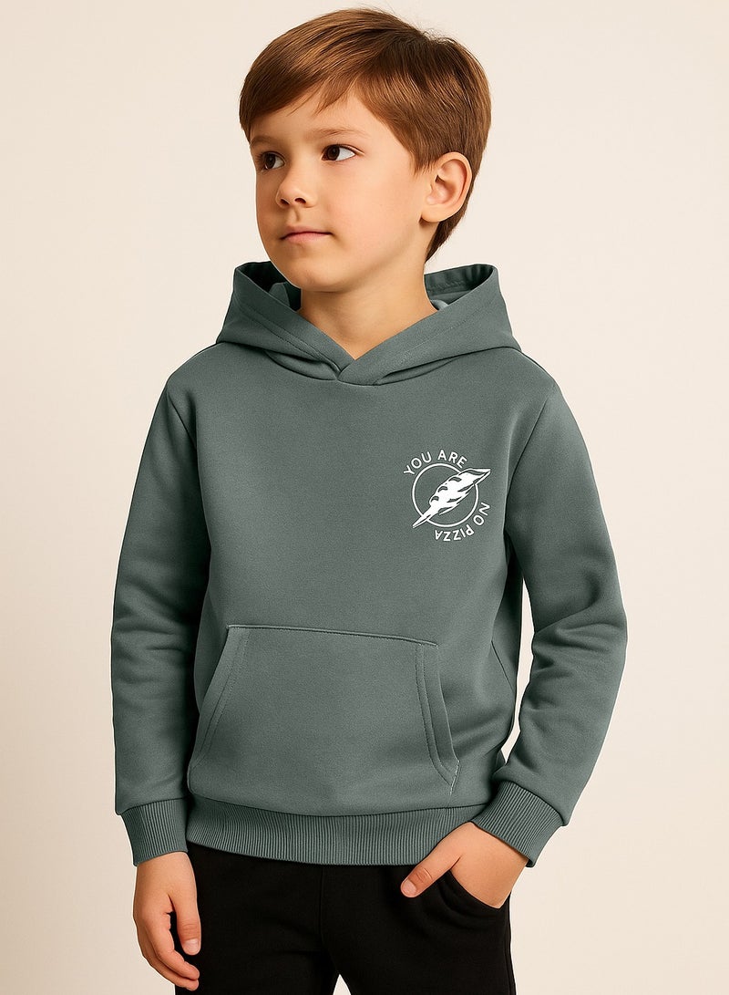 victor and jane Boys' Olive Green Hoodie with “You Can’t Make Everyone Happy” Print - Image 2