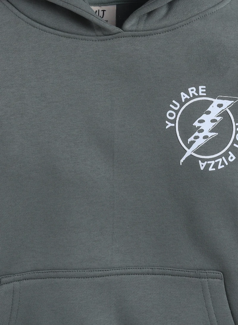 victor and jane Boys' Olive Green Hoodie with “You Can’t Make Everyone Happy” Print