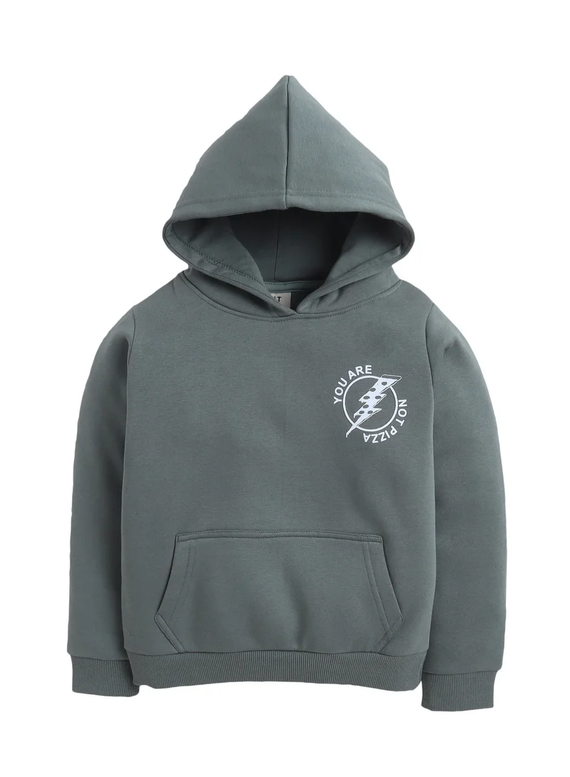 victor and jane Boys' Olive Green Hoodie with “You Can’t Make Everyone Happy” Print