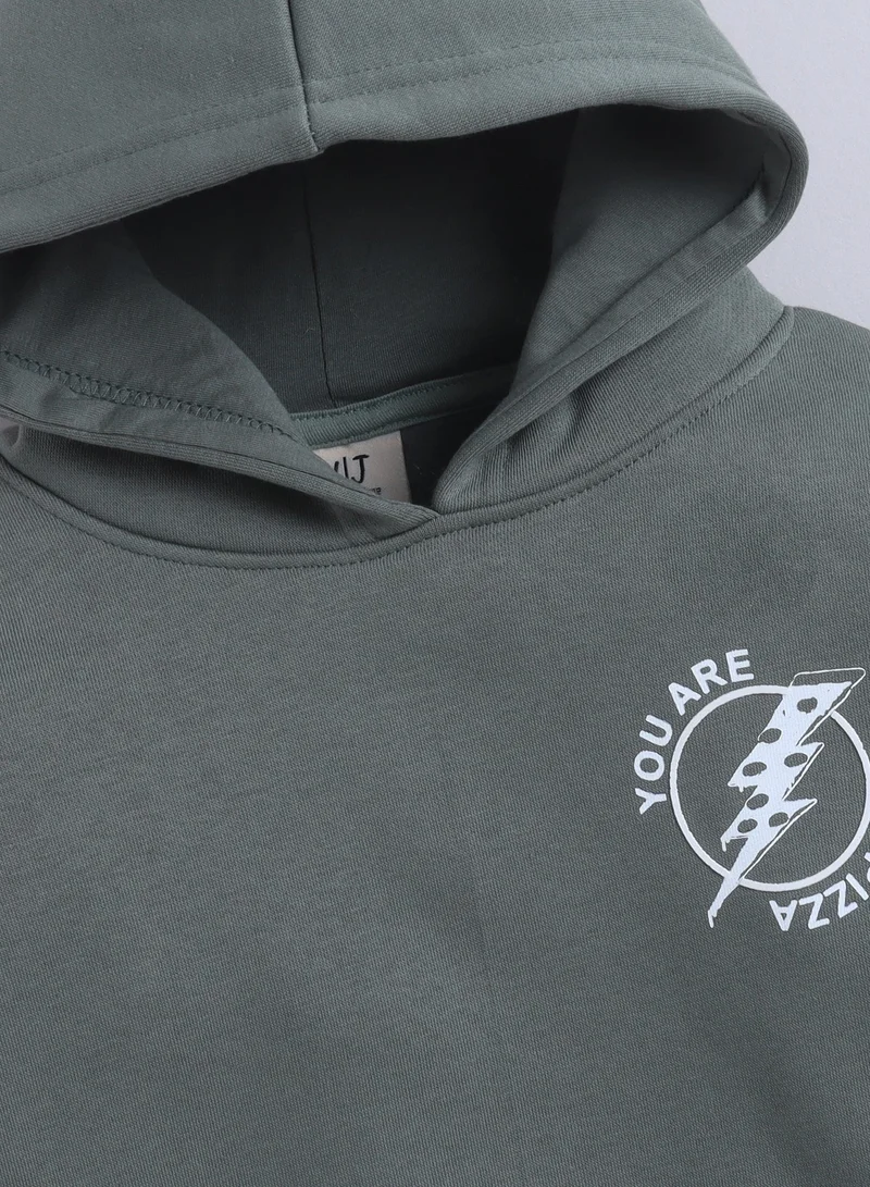 victor and jane Boys' Olive Green Hoodie with “You Can’t Make Everyone Happy” Print