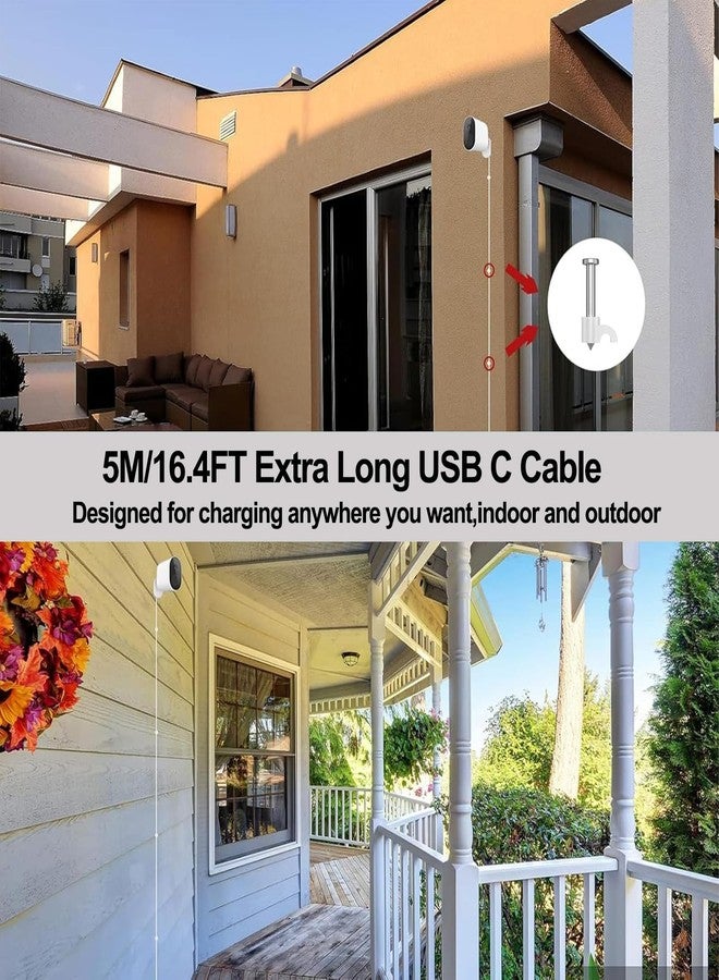 PDEEY 2 Pack 16.4 ft USB C Cable for CCTV Security Camera Outdoor Indoor, Charging for Ring Pan-Tilt Indoor Cam (2024 Release), Blink Mini 2, Flat Type C Extension Power Cord - Image 5