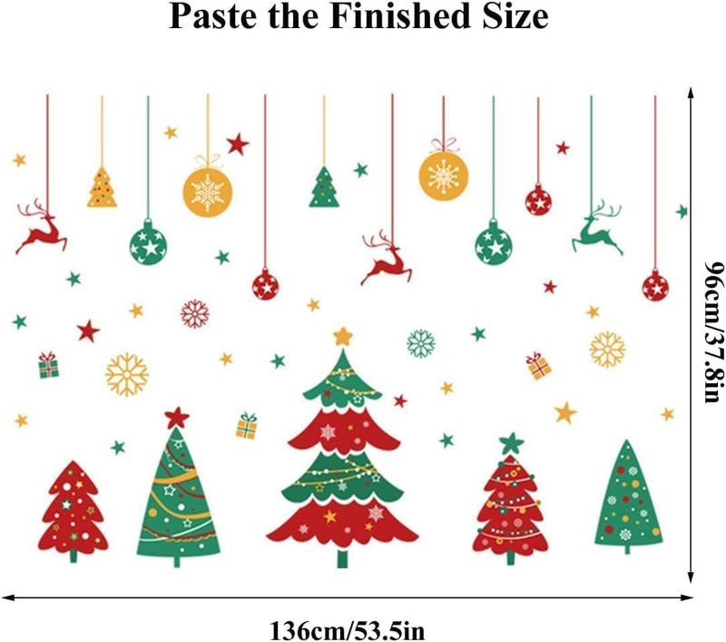 اي ار اس ملصقات جدارية لشجرة عيد الميلاد من ARS، قابلة للإزالة، كبيرة الحجم، مع زينة معلقة لتزيين الجدران، مثالية لتزيين المنزل والمكتب ورياض الأطفال في رأس السنة الجديدة خلال عطلة الشتاء، 96 × 136 × 1.5 سم - Image 3