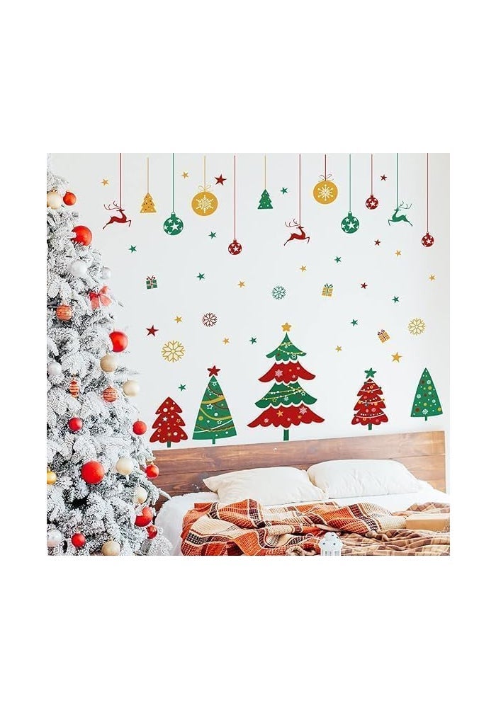 اي ار اس ملصقات جدارية لشجرة عيد الميلاد من ARS، قابلة للإزالة، كبيرة الحجم، مع زينة معلقة لتزيين الجدران، مثالية لتزيين المنزل والمكتب ورياض الأطفال في رأس السنة الجديدة خلال عطلة الشتاء، 96 × 136 × 1.5 سم - Image 2