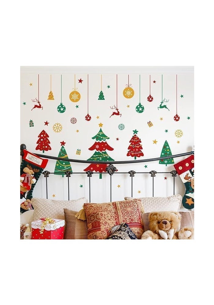 اي ار اس ملصقات جدارية لشجرة عيد الميلاد من ARS، قابلة للإزالة، كبيرة الحجم، مع زينة معلقة لتزيين الجدران، مثالية لتزيين المنزل والمكتب ورياض الأطفال في رأس السنة الجديدة خلال عطلة الشتاء، 96 × 136 × 1.5 سم - Image 4