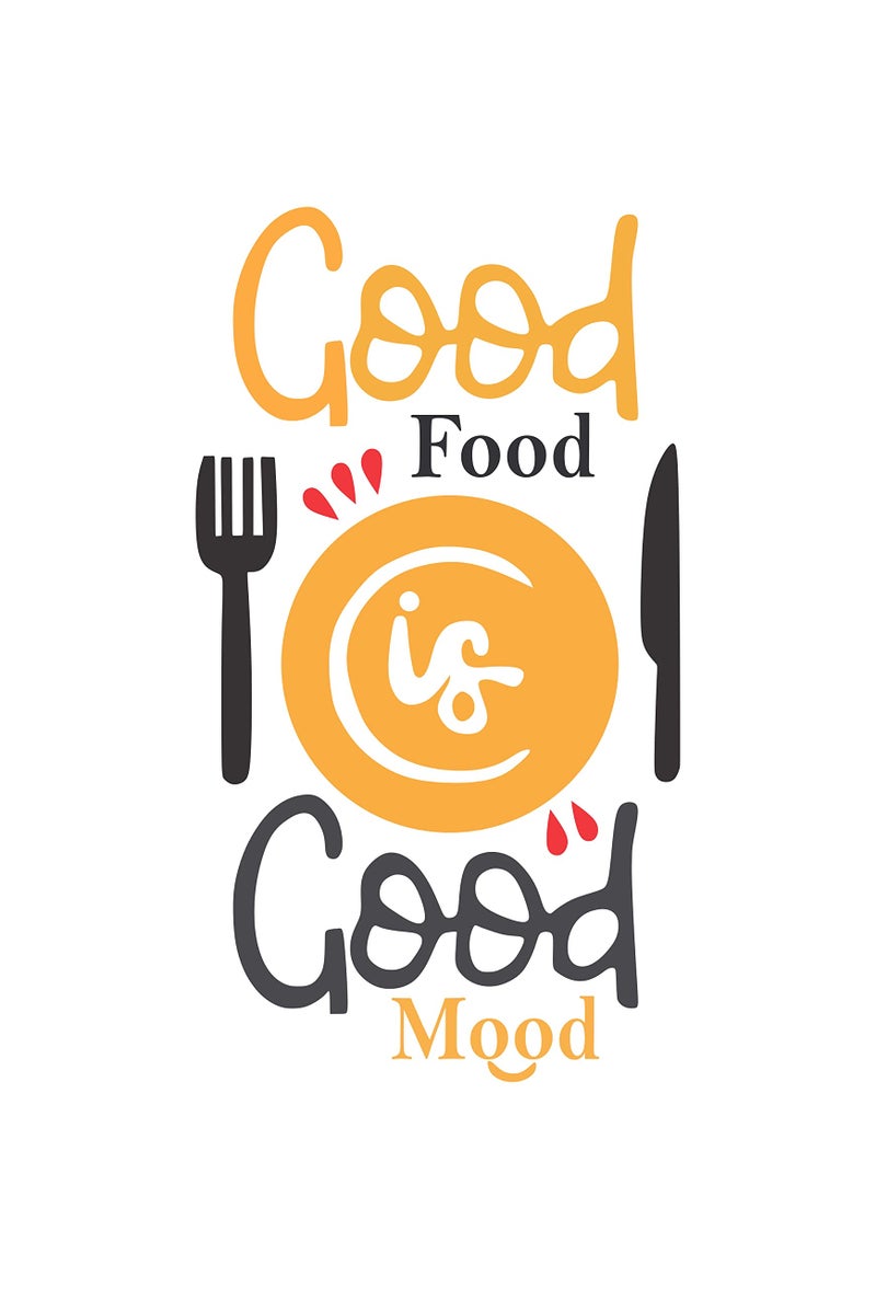DreamKraft Good Food is Good Mood Multicolour Vinyl Size 58 cm X 35 cm Wall Sticker-Self-Adhesive - Image 1