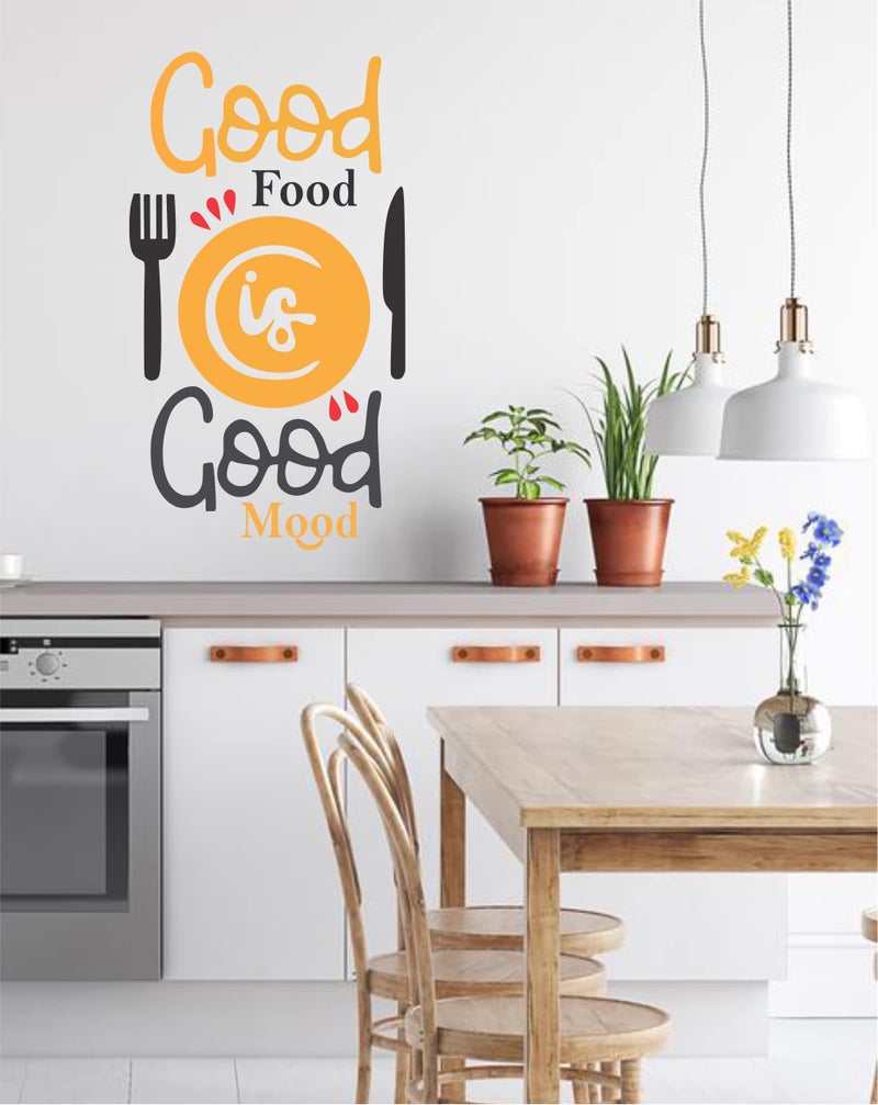 DreamKraft Good Food is Good Mood Multicolour Vinyl Size 58 cm X 35 cm Wall Sticker-Self-Adhesive - Image 3