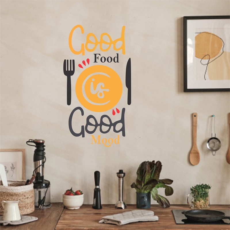 DreamKraft Good Food is Good Mood Multicolour Vinyl Size 58 cm X 35 cm Wall Sticker-Self-Adhesive - Image 4