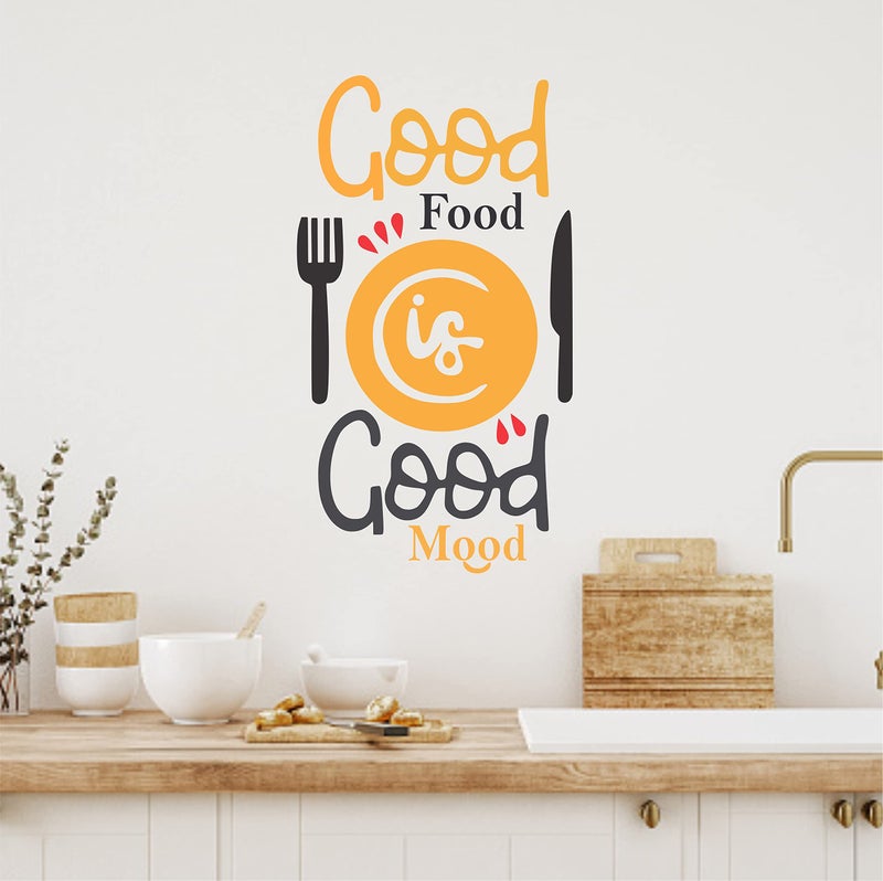 DreamKraft Good Food is Good Mood Multicolour Vinyl Size 58 cm X 35 cm Wall Sticker-Self-Adhesive - Image 5