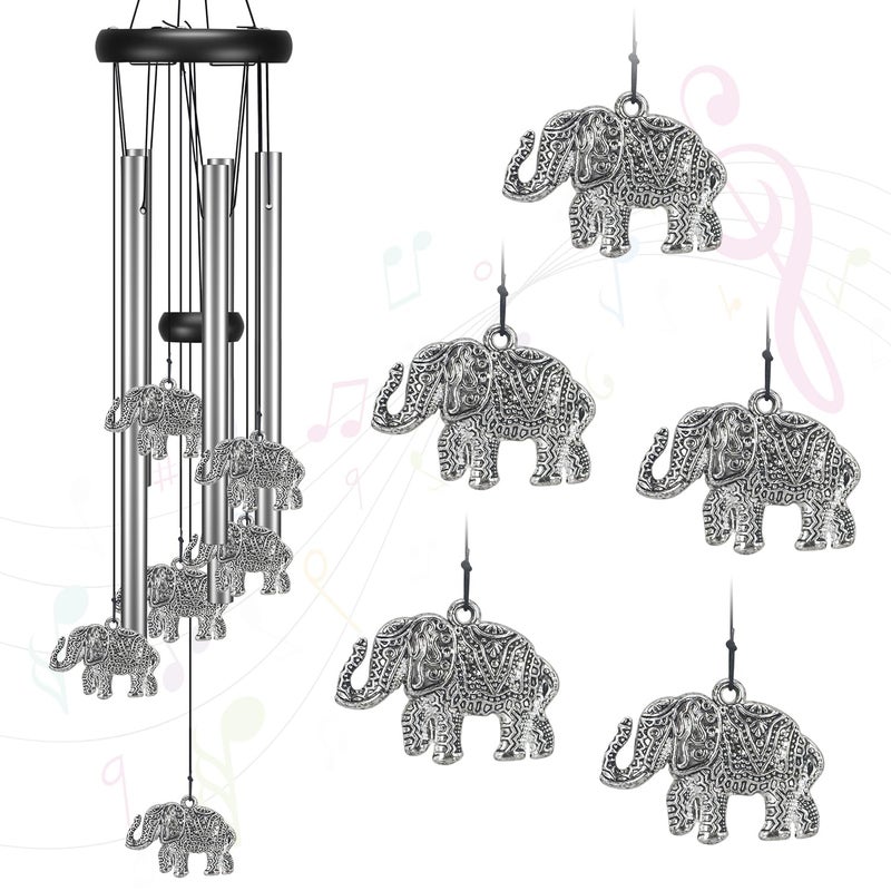 Virekm Windchimes Outdoors Clearance, Door Chime Wind Chimes for Outside Sympathy Wind Chimes for Patio Decoration, Garden Decor. Zen Garden Decorï¼ˆElephantï¼‰ - Image 1