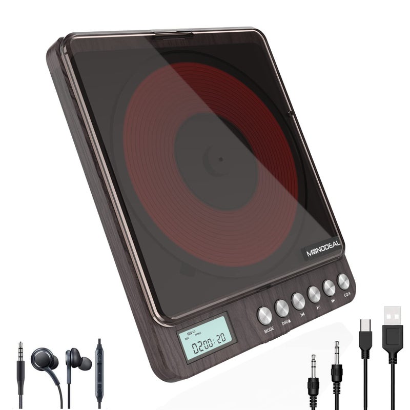 MONODEAL CD Player Portable, MONODEAL Portable Rechargeable Player with Dual Headphones Jack, Small Anti-Skip CD Player for Car/Travel/Home, Personal CD Player for Adults Kids (Dark Brown) - Image 1