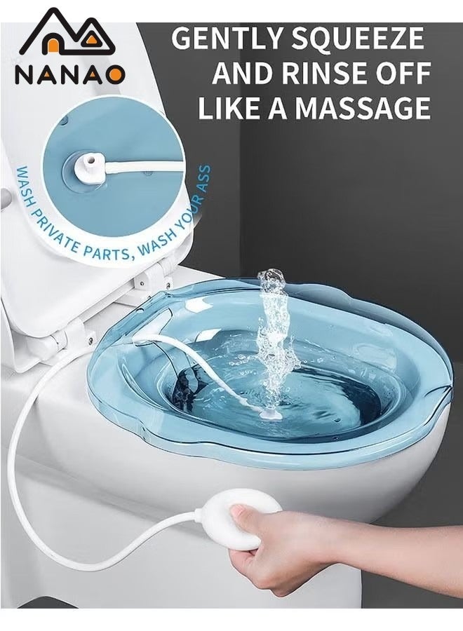 NANAO Sitz Baths for toilet Seat,Sitz Bath for Postpartum Care Sitz Bath for Hemorrhoids with Flusher Pregnant Women Yoni Steam Seat,Soaking Basin Ues for Inflammation Treatment,Fits Universal Toilet  - Image 2