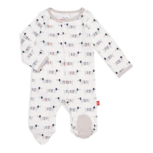 Magnetic Me 100 Organic Cotton Magnetic Baby Footie Pajamas Super Soft Cotton Fabric Pawsatively 03 Months - Image 1