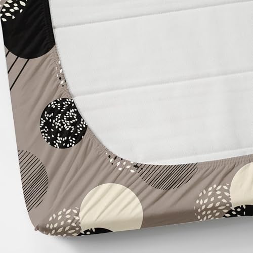 AMEYAA 350 TC Cotton Feel Glace All Around Elastic Fitted Floral Bedsheets Single Size Premium Super Soft Bedsheet With 1 Pillow Cover Fits Up To 6 To 8 Inches, 78x48, Beige Black, Small_Single - Image 2
