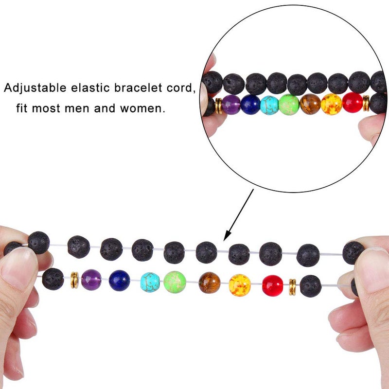 ONESING 3 Pcs Chakra Bracelets for Women Rock 7 Chakras Crystals and Healing Stones Bracelets 8mm Crystal Bracelets Yoga Beaded Bracelets for Women Men Essential Oil Diffuser - Image 4