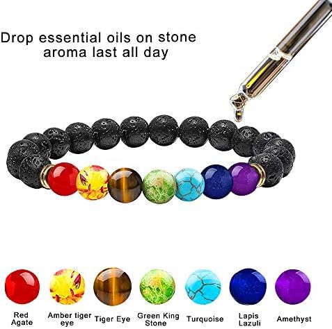 ONESING 3 Pcs Chakra Bracelets for Women Rock 7 Chakras Crystals and Healing Stones Bracelets 8mm Crystal Bracelets Yoga Beaded Bracelets for Women Men Essential Oil Diffuser - Image 2