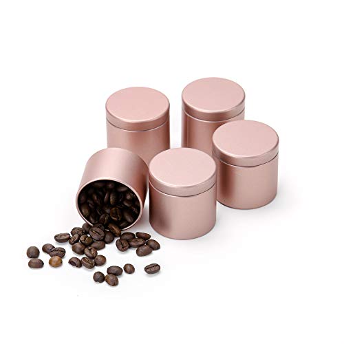 Tianhui Small Tin Can Box with Airtight Lids Canister for Coffee Tea Candy Storage Loose Leaf Tea Tin Containers Storage 5 Pcs (Gold, S) - Image 1