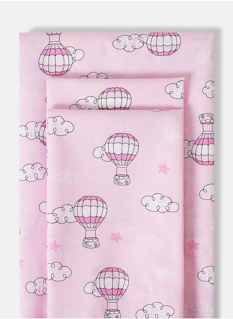 RISHAHOME 3-Piece Printed 180 TC Cotton Bedsheet Set Queen Size Premium Collection (1 Bedsheet + 2 Pillow Cases) Pastel Pink  - Image 2