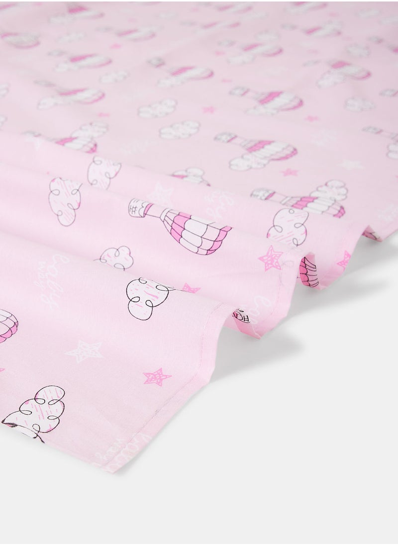 RISHAHOME 3-Piece Printed 180 TC Cotton Bedsheet Set Queen Size Premium Collection (1 Bedsheet + 2 Pillow Cases) Pastel Pink  - Image 4