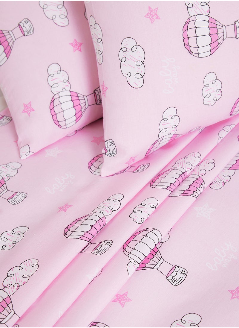 RISHAHOME 3-Piece Printed 180 TC Cotton Bedsheet Set Queen Size Premium Collection (1 Bedsheet + 2 Pillow Cases) Pastel Pink  - Image 3