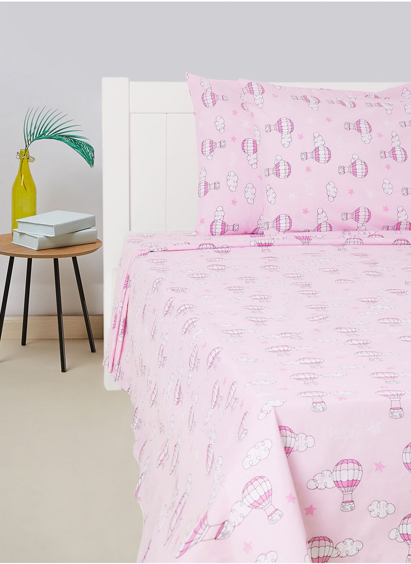 RISHAHOME 3-Piece Printed 180 TC Cotton Bedsheet Set Queen Size Premium Collection (1 Bedsheet + 2 Pillow Cases) Pastel Pink  - Image 1