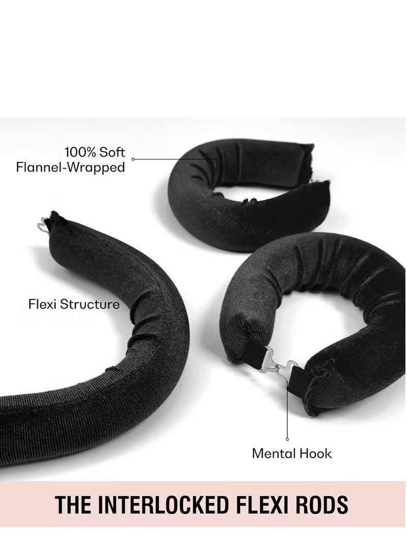 Heatless Hair Curler 3 Pack Black Flexi Rods with Hook Heatless Curling Rod for All Hair Types No Heat Curlers to Sleep In Overnight Heatless Curls for Blowout Hair - Image 2