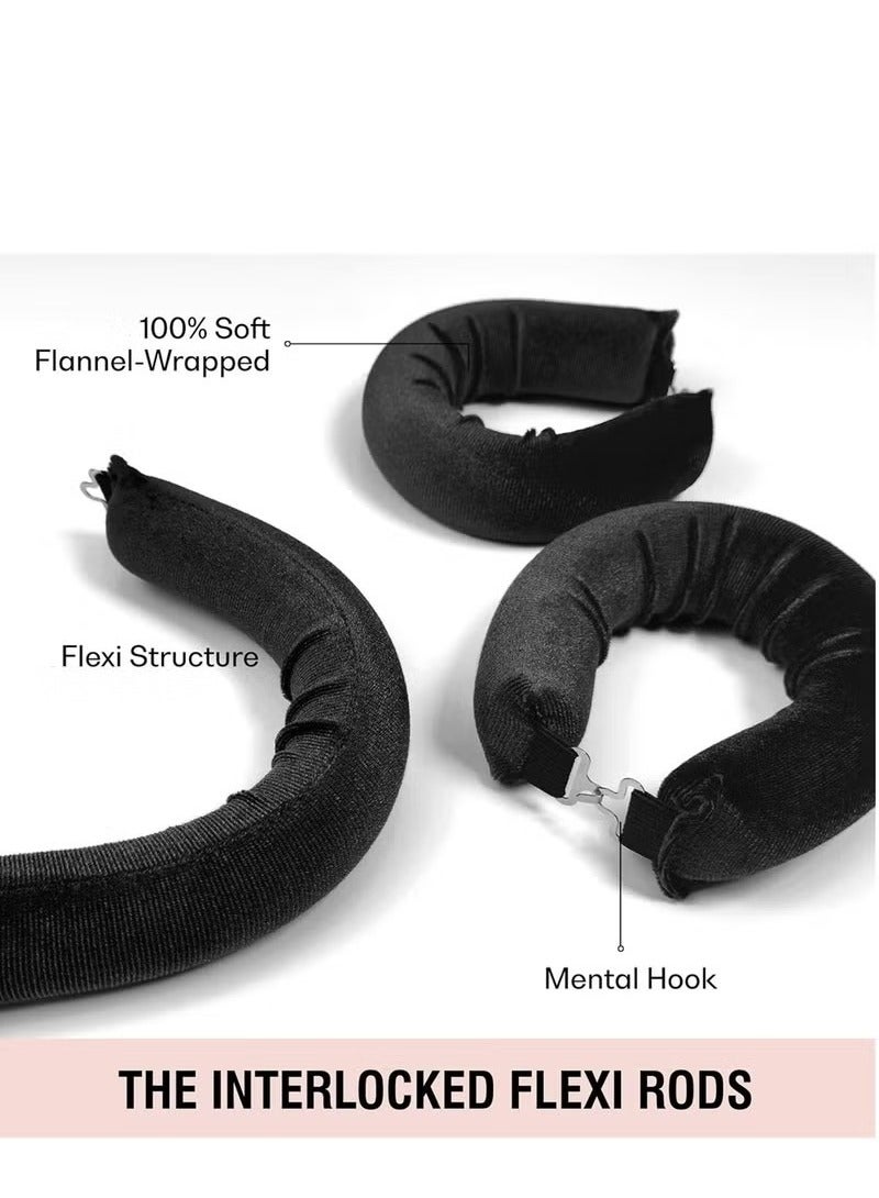 Heatless Hair Curler 3 Pack Black Flexi Rods with Hook Heatless Curling Rod for All Hair Types No Heat Curlers to Sleep In Overnight Heatless Curls for Blowout Hair - Image 2