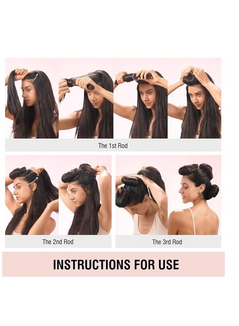 Heatless Hair Curler 3 Pack Black Flexi Rods with Hook Heatless Curling Rod for All Hair Types No Heat Curlers to Sleep In Overnight Heatless Curls for Blowout Hair - Image 4