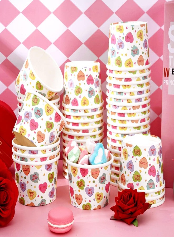Whaline أكواب الوجبات الخفيفة بمناسبة عيد الحب من واهلين 50 قطعة سعة 8 أونصات وعاء آيس كريم على شكل قلب محادثة بألوان قلوب ملونة عبارات قابلة للتخلص منها لأطعمة ساخنة أو باردة لوازم الحفلات - Image 5