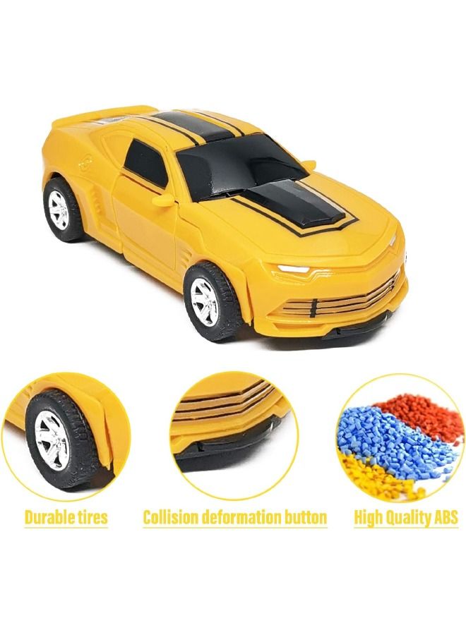 Transforming Toys Car, Robot Car Toy 2 in 1 Deformation Car, Camaro Car Model Friction Powered Car Toy for 2 + Years Kids Girl Boys Yellow/Black  - Image 4