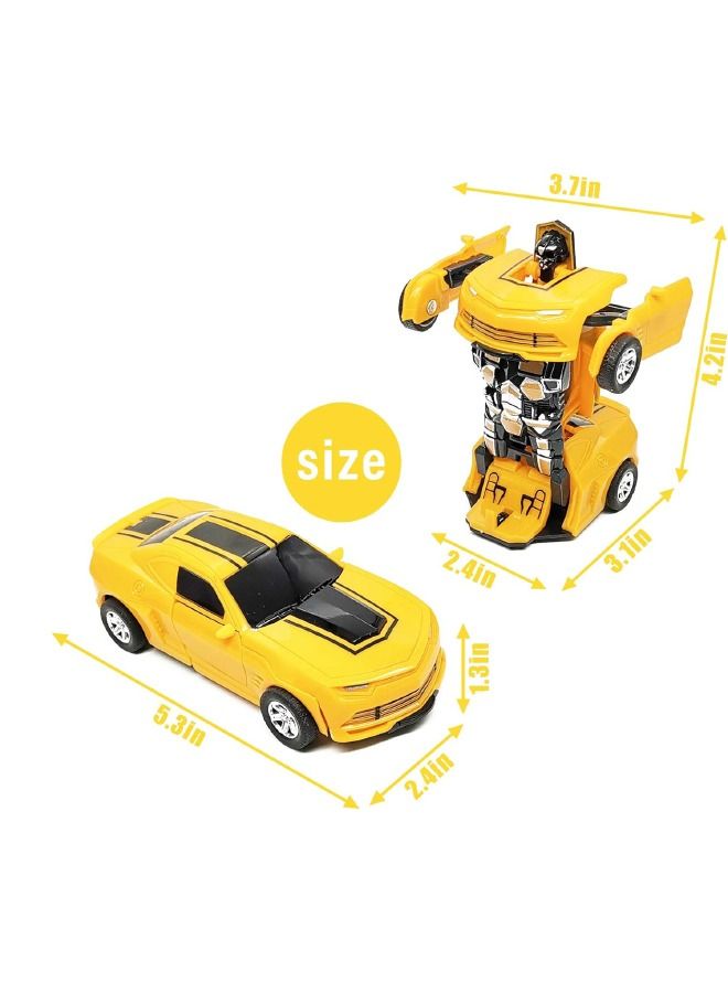Transforming Toys Car, Robot Car Toy 2 in 1 Deformation Car, Camaro Car Model Friction Powered Car Toy for 2 + Years Kids Girl Boys Yellow/Black  - Image 5