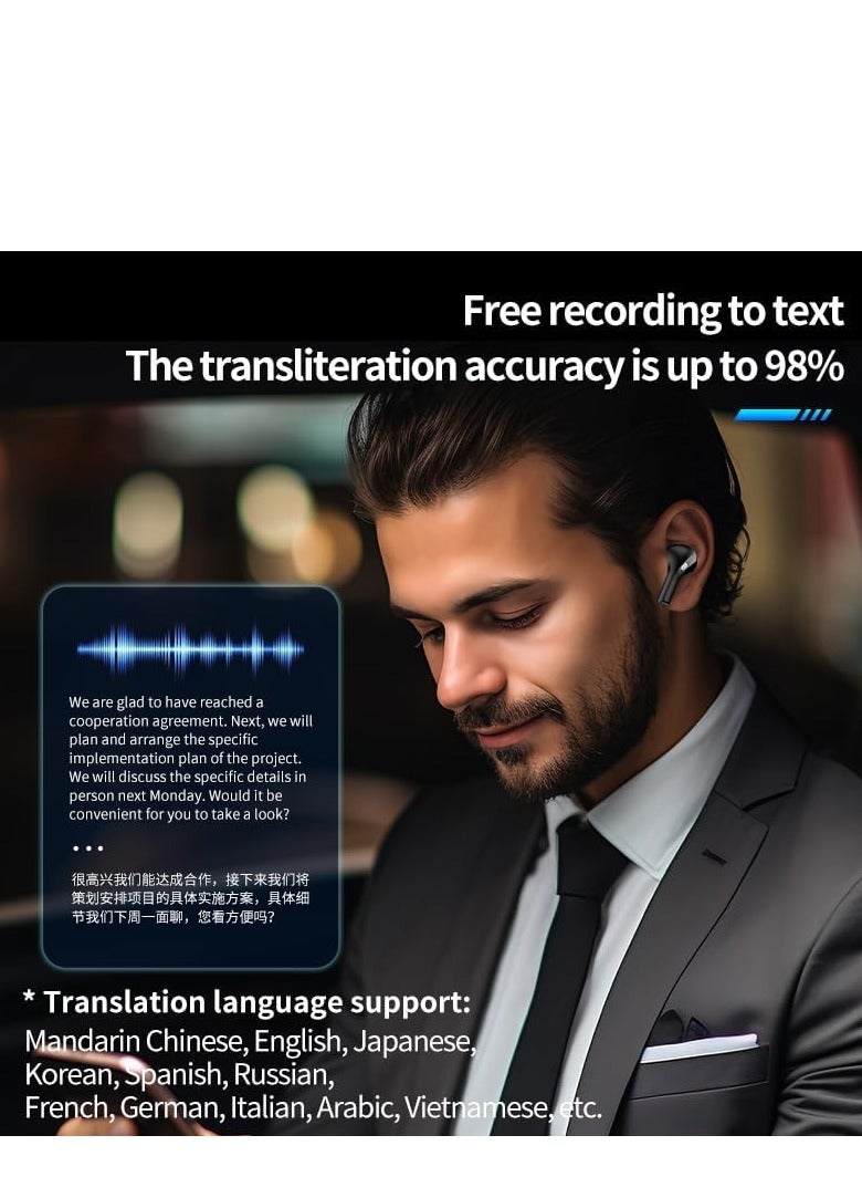 يونسي سماعات الأذن اللاسلكية الذكية الذكية مع الترجمة ، مقاومة للماء ، دقائق اجتماعات ، عمر بطارية طويلة ، أسود - Image 3