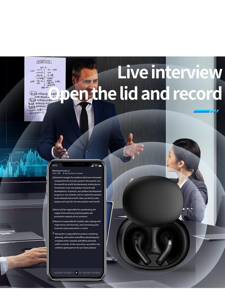 يونسي سماعات الأذن اللاسلكية الذكية الذكية مع الترجمة ، مقاومة للماء ، دقائق اجتماعات ، عمر بطارية طويلة ، أسود - Image 5