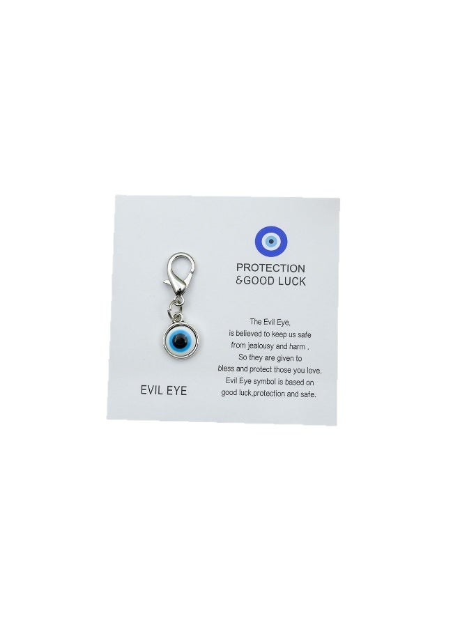 2PCS.Zinc Alloy Blue Evil Eye Keychain Protection Good Luck Charm Car Key Backpack Hanging Decoration Unisex Gift - Image 1
